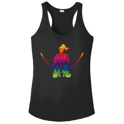 Colorful Samurai Katanas Swords Warrior Ladies PosiCharge Competitor Racerback Tank