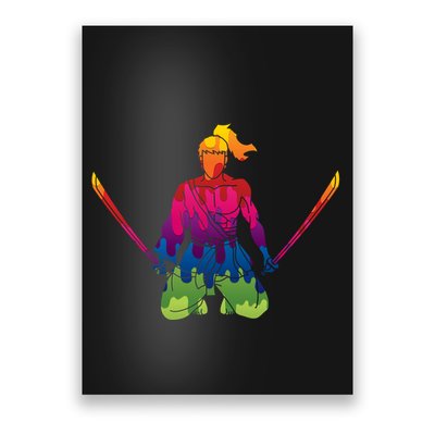 Colorful Samurai Katanas Swords Warrior Poster