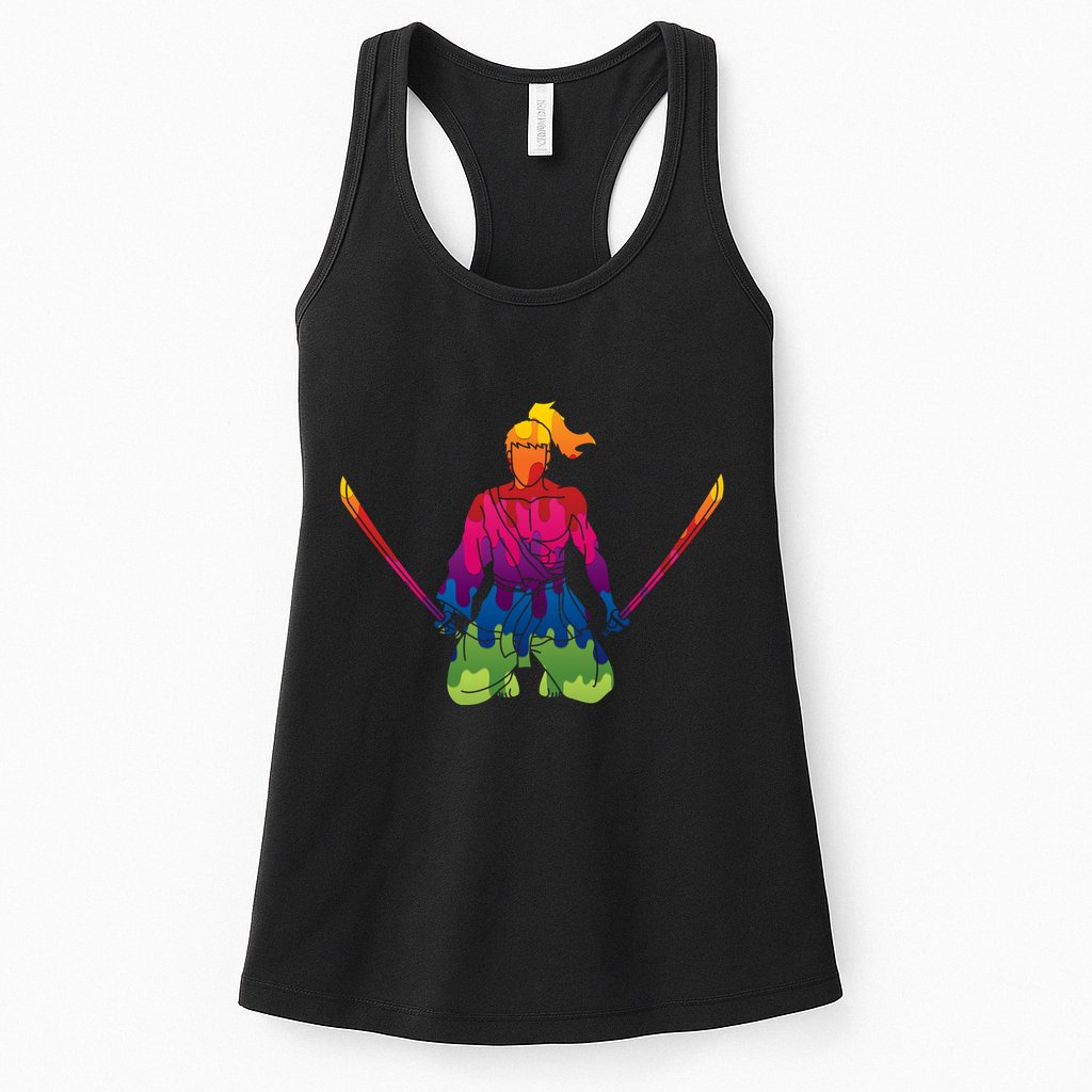 Colorful Samurai Katanas Swords Warrior Womens Tank Top