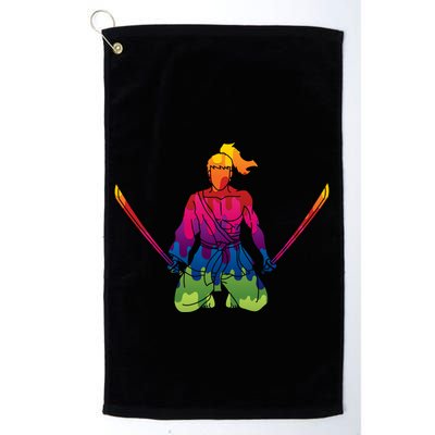 Colorful Samurai Katanas Swords Warrior Golf Towel
