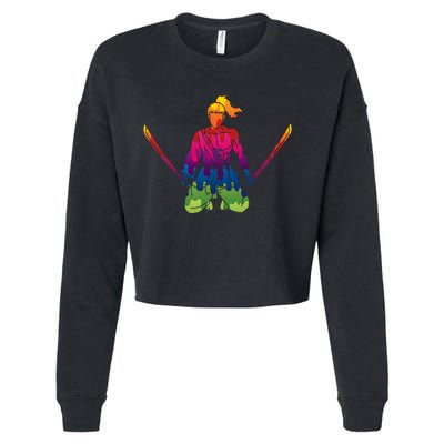 Colorful Samurai Katanas Swords Warrior Cropped Pullover Crew