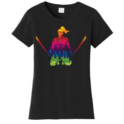 Colorful Samurai Katanas Swords Warrior Women's T-Shirt