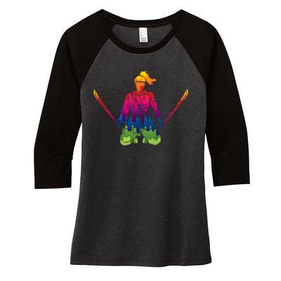 Colorful Samurai Katanas Swords Warrior Women's Tri-Blend 3/4-Sleeve Raglan Shirt