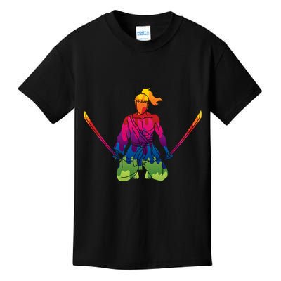 Colorful Samurai Katanas Swords Warrior Kids T-Shirt