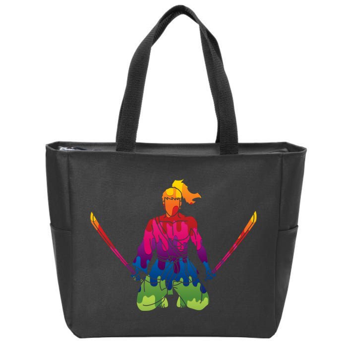 Colorful Samurai Katanas Swords Warrior Zip Tote Bag