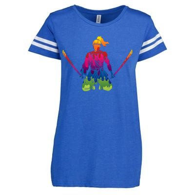 Colorful Samurai Katanas Swords Warrior Enza Ladies Jersey Football T-Shirt