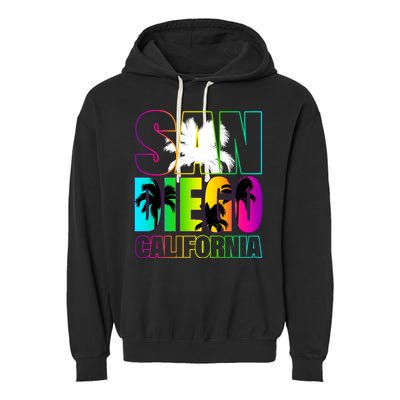 Colorful San Diego California Garment-Dyed Fleece Hoodie