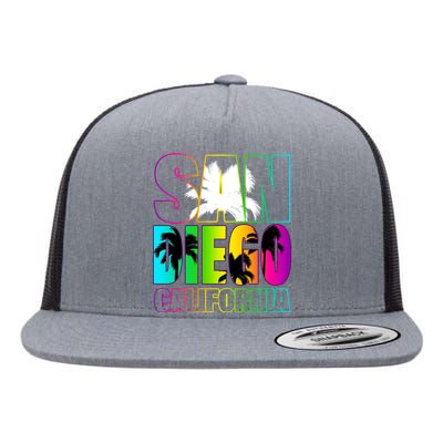 Colorful San Diego California Flat Bill Trucker Hat