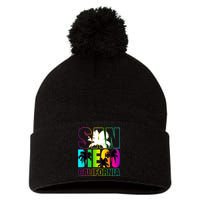 Colorful San Diego California Pom Pom 12in Knit Beanie