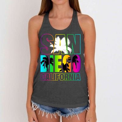 Colorful San Diego California Women's Knotted Racerback Tank
