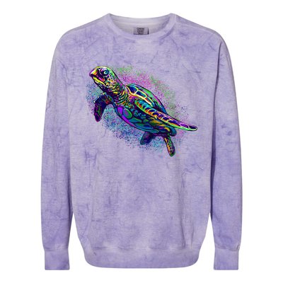 Colorful Sea Turtle Art Pattern Colorblast Crewneck Sweatshirt