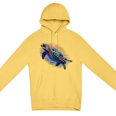 Colorful Sea Turtle Art Pattern Premium Pullover Hoodie