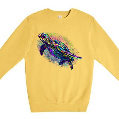 Colorful Sea Turtle Art Pattern Premium Crewneck Sweatshirt