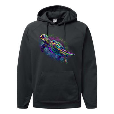 Colorful Sea Turtle Art Pattern Performance Fleece Hoodie