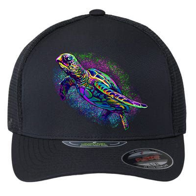 Colorful Sea Turtle Art Pattern Flexfit Unipanel Trucker Cap