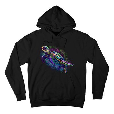 Colorful Sea Turtle Art Pattern Hoodie