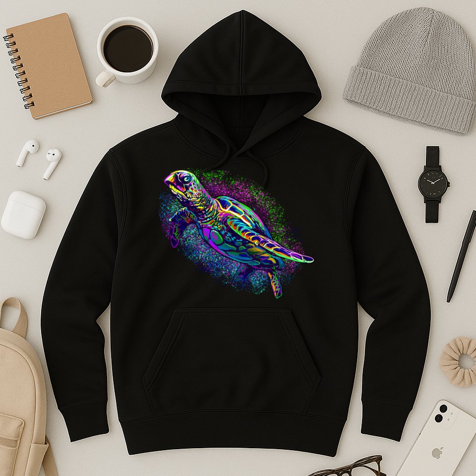 Colorful Sea Turtle Art Pattern Hoodie