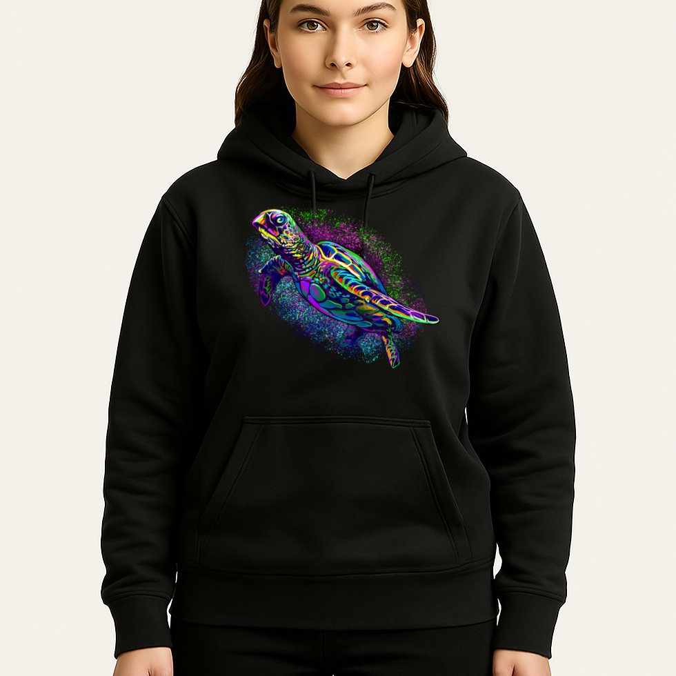 Colorful Sea Turtle Art Pattern Hoodie