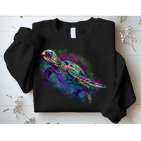 Colorful Sea Turtle Art Pattern Sweatshirt