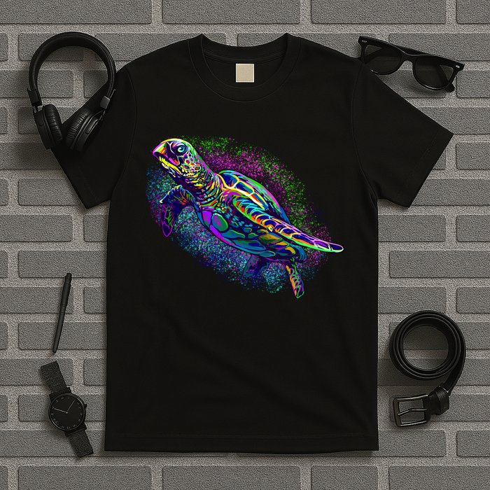 Colorful Sea Turtle Art Pattern T-Shirt