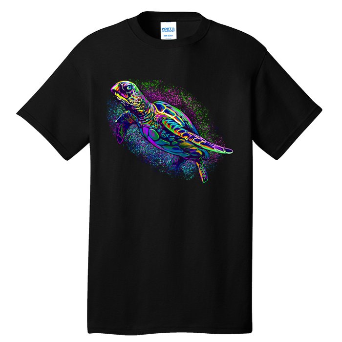 Colorful Sea Turtle Art Pattern Tall T-Shirt