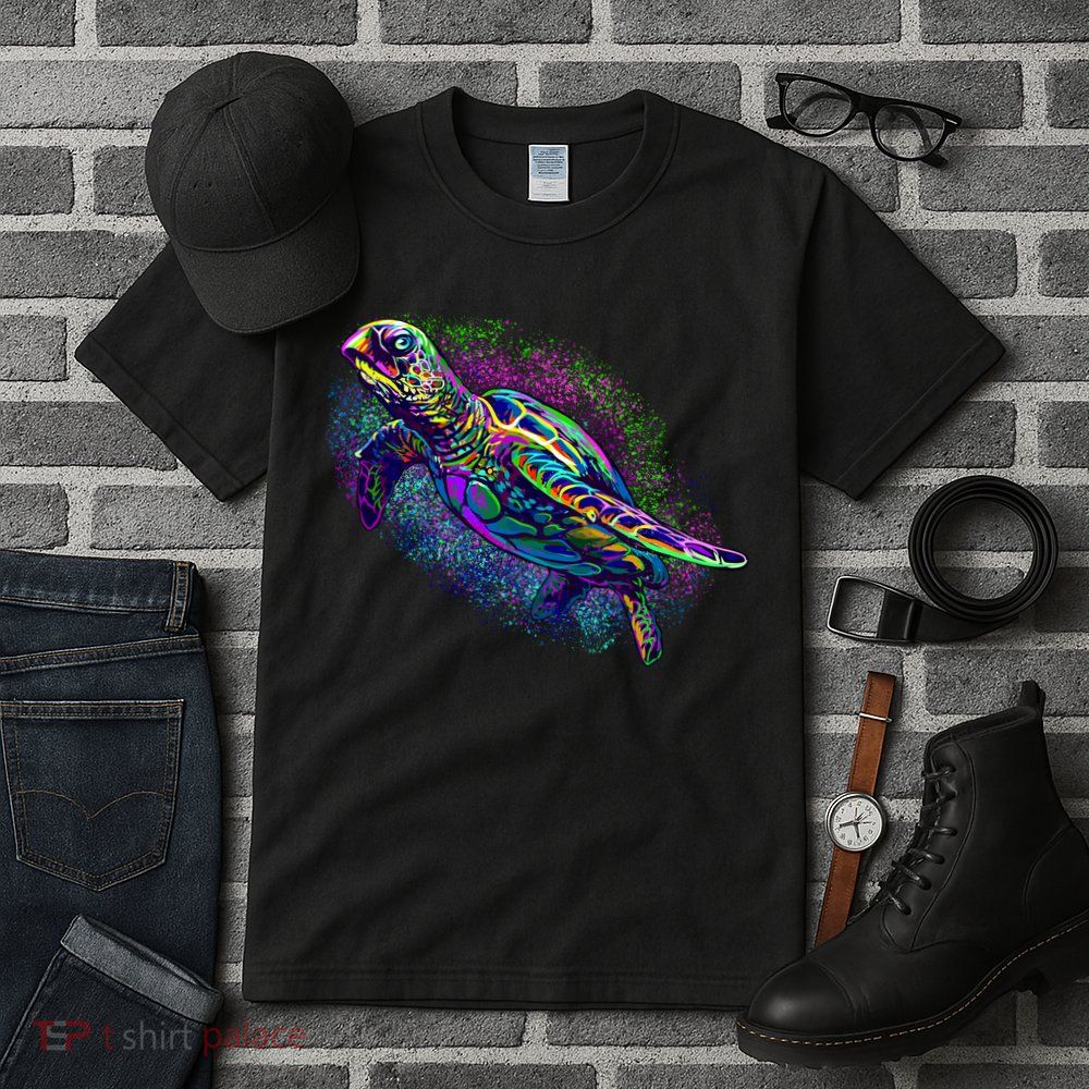Colorful Sea Turtle Art Pattern Tall T-Shirt
