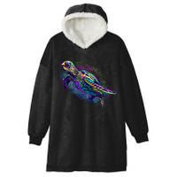 Colorful Sea Turtle Art Pattern Hooded Wearable Blanket