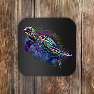 Colorful Sea Turtle Art Pattern Coaster