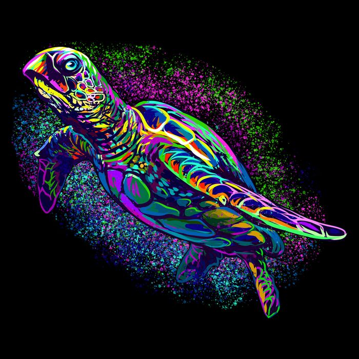 Colorful Sea Turtle Art Pattern Flat Bill Trucker Hat