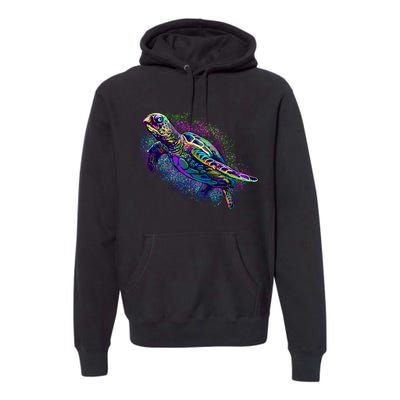 Colorful Sea Turtle Art Pattern Premium Hoodie