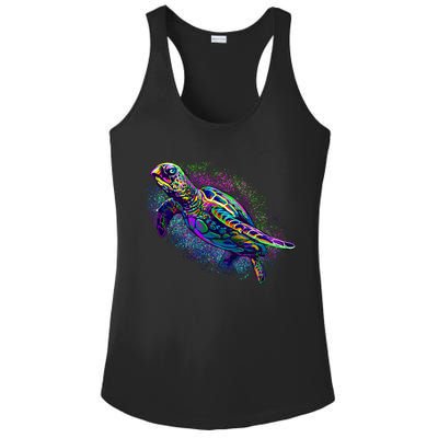 Colorful Sea Turtle Art Pattern Ladies PosiCharge Competitor Racerback Tank