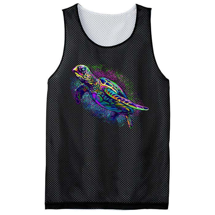 Colorful Sea Turtle Art Pattern Mesh Reversible Basketball Jersey Tank