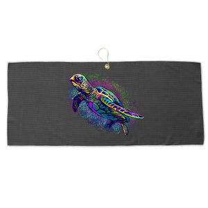 Colorful Sea Turtle Art Pattern Large Microfiber Waffle Golf Towel