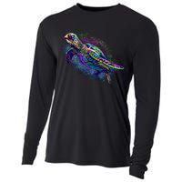 Colorful Sea Turtle Art Pattern Cooling Performance Long Sleeve Crew