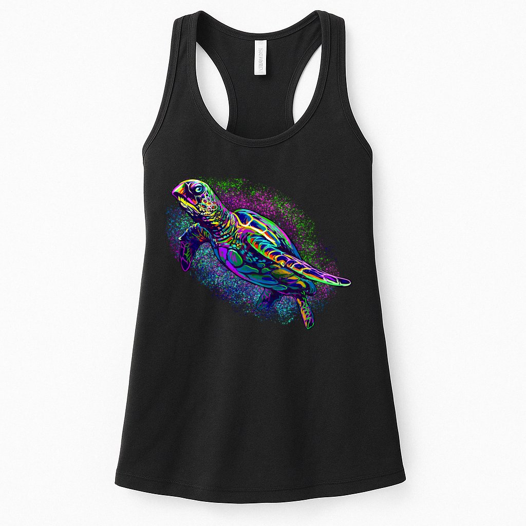 Colorful Sea Turtle Art Pattern Womens Tank Top