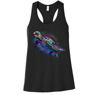 Colorful Sea Turtle Art Pattern Women's Racerback Tank