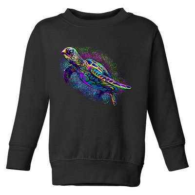 Colorful Sea Turtle Art Pattern Toddler Sweatshirt