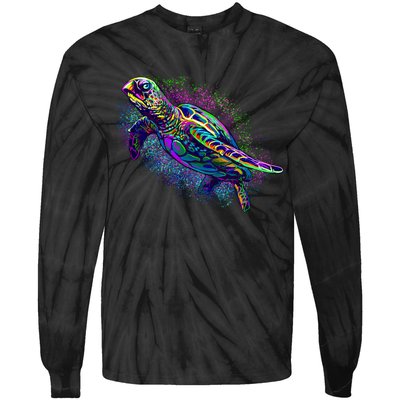 Colorful Sea Turtle Art Pattern Tie-Dye Long Sleeve Shirt