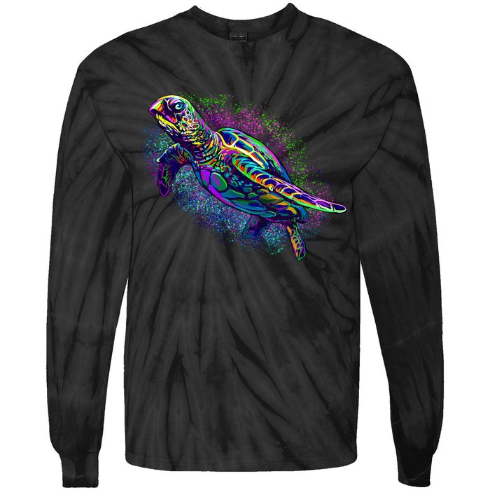 Colorful Sea Turtle Art Pattern Tie-Dye Long Sleeve Shirt