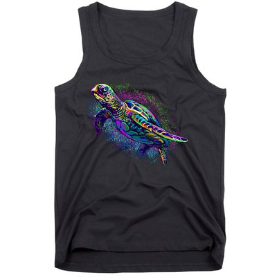 Colorful Sea Turtle Art Pattern Tank Top