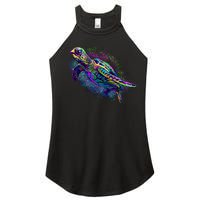 Colorful Sea Turtle Art Pattern Women’s Perfect Tri Rocker Tank