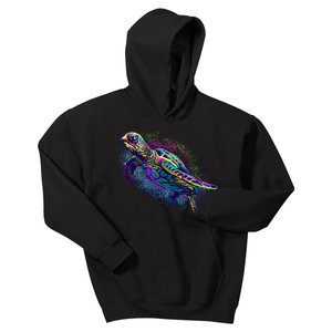 Colorful Sea Turtle Art Pattern Kids Hoodie