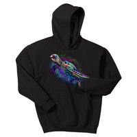 Colorful Sea Turtle Art Pattern Kids Hoodie