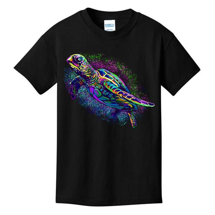 Colorful Sea Turtle Art Pattern Kids T-Shirt