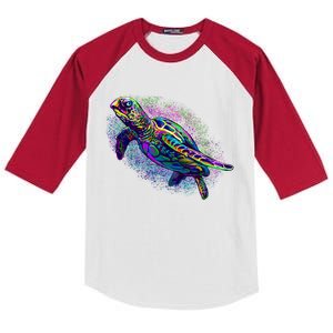 Colorful Sea Turtle Art Pattern Kids Colorblock Raglan Jersey