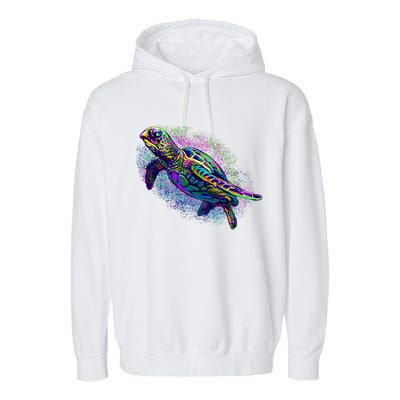 Colorful Sea Turtle Art Pattern Garment-Dyed Fleece Hoodie