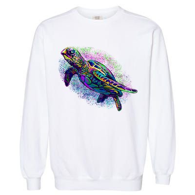 Colorful Sea Turtle Art Pattern Garment-Dyed Sweatshirt