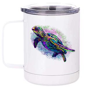 Colorful Sea Turtle Art Pattern 12 oz Stainless Steel Tumbler Cup