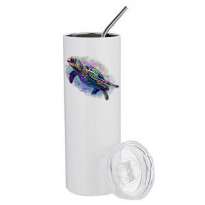 Colorful Sea Turtle Art Pattern Stainless Steel Tumbler