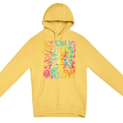 Colorful Second 2nd Grade Word Art Premium Pullover Hoodie